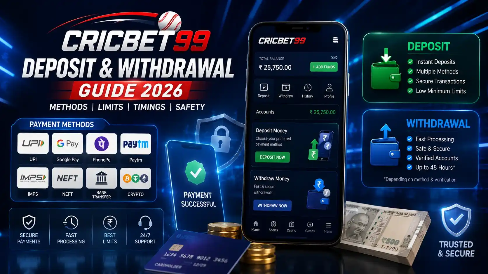 Cricbet99 Deposit and Withdrawal